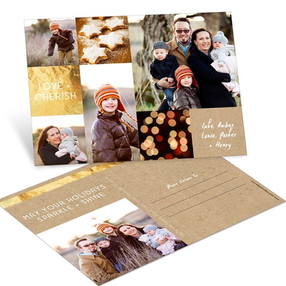 Golden Greeting Postcard - Christmas Cards
