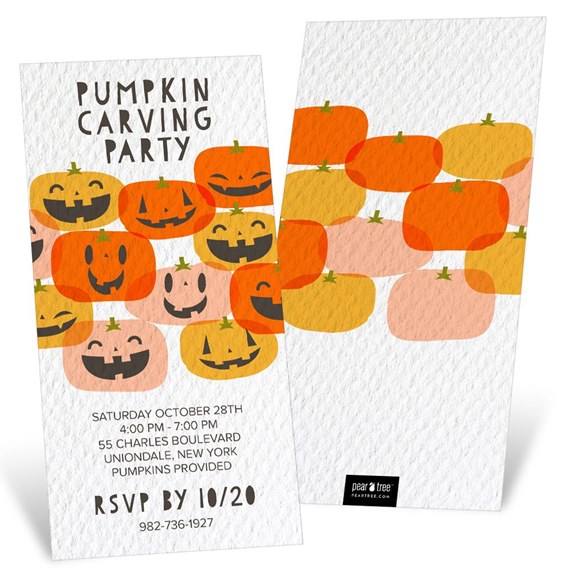 Grinning Pumpkins - Party Invitation