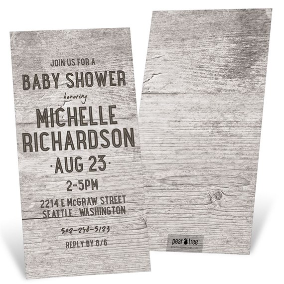 Rustic Wood Placard - Baby Shower Invitations