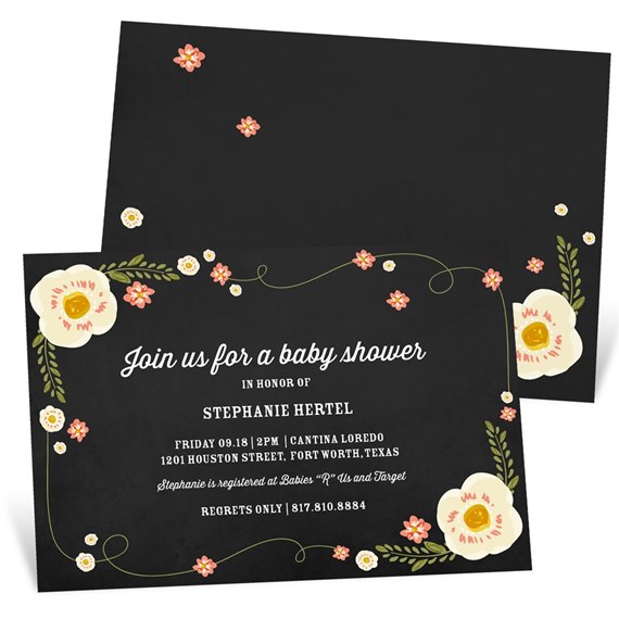 Floating Flowers - Baby Shower Invitations
