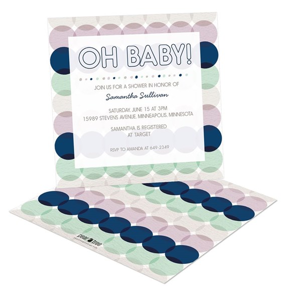 Mint & Berry Circles - Baby Shower Invitations