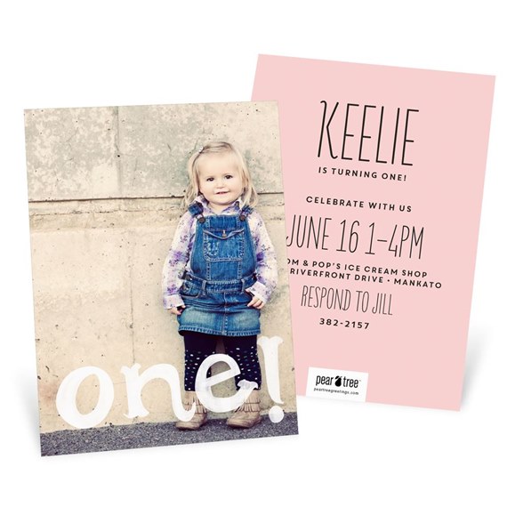 Painted One Vertical - 1st Birthday Invitations