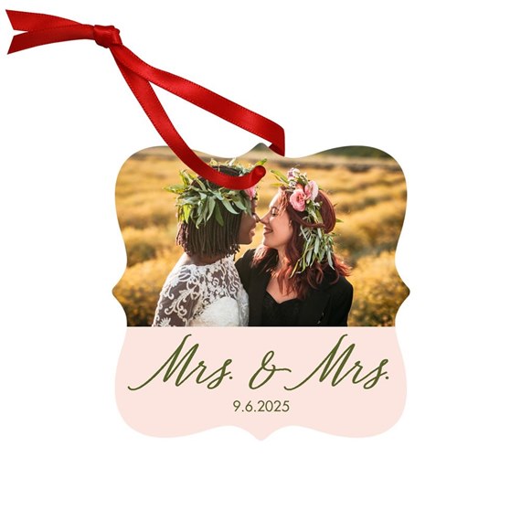 The Newlyweds - Mrs. and Mrs. - Metal Ornament