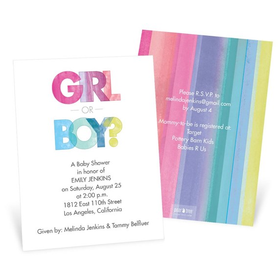 Watercolor Fun - Gender Reveal Invitation