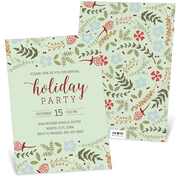 Festive Floral - Holiday Party Invitation