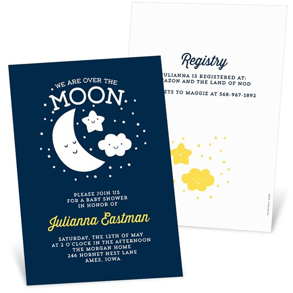 Moon and Stars - Baby Shower Invitations