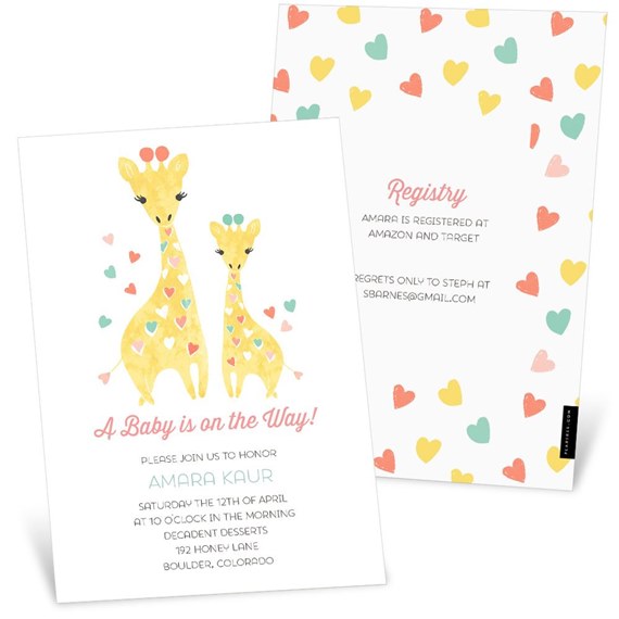 Giraffe Love - Baby Shower Invitations