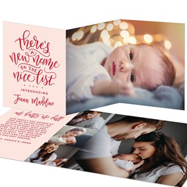 Nice List - Birth Announcement Christmas Card