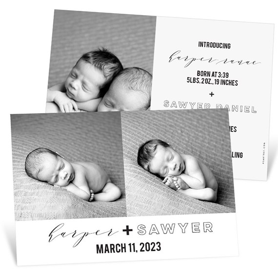 Darling Duo - Twins Birth Announcements