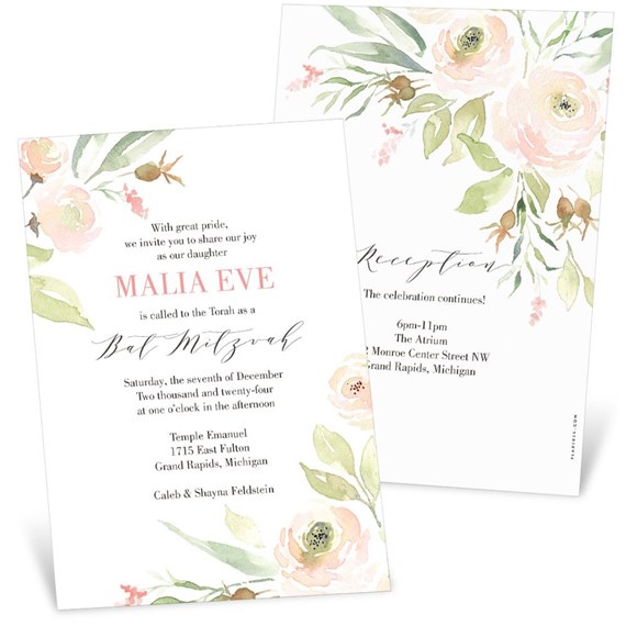 Lovely Floral - Mitzvah Invitations