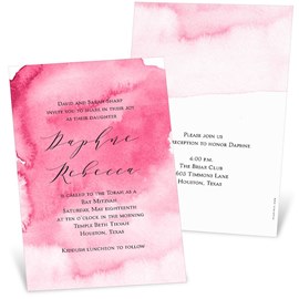 Watercolor Pink - Mitzvah Invitations