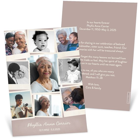 Snapshots of a Life - Memorial Cards