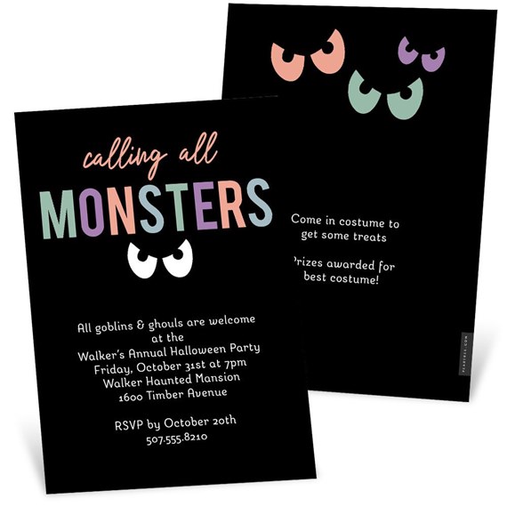 Calling All Monsters - Halloween Party Invitation