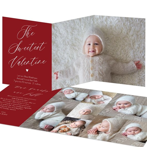 Trifold store birth announcement