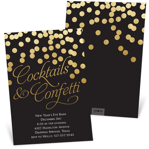 Cocktails and Confetti - New Year Party Invitation