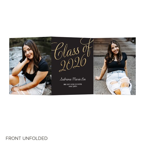tri-fold invitation with photo area and text elements
