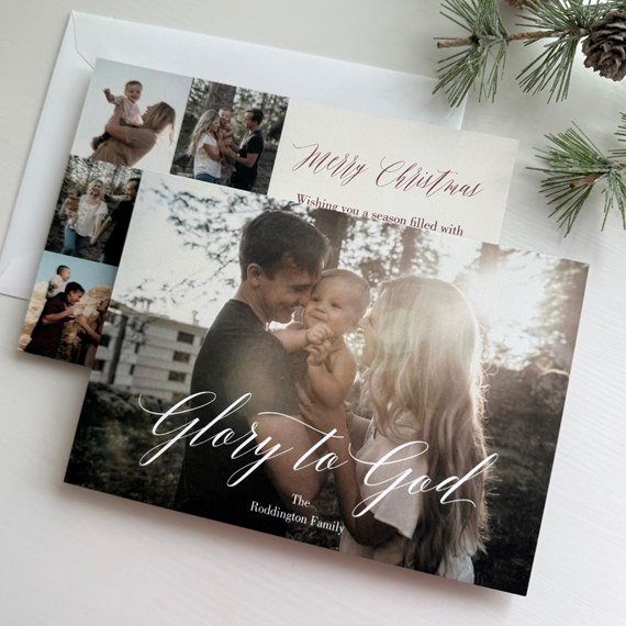 Christmas card with photo area and text