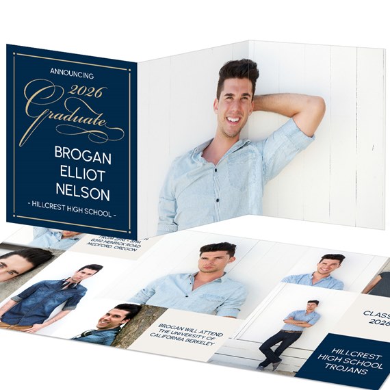 graduation announcement with photo placeholders and elegant text