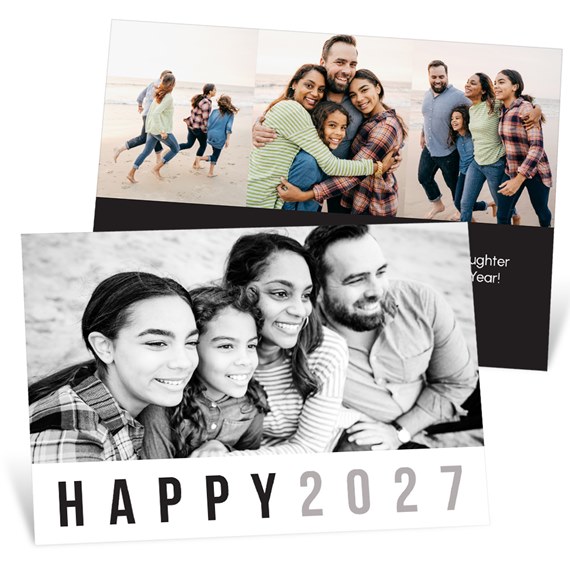 New Year card with photo area and text