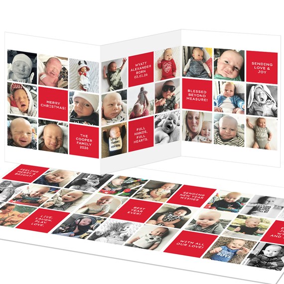 trifold Christmas card with photo collage