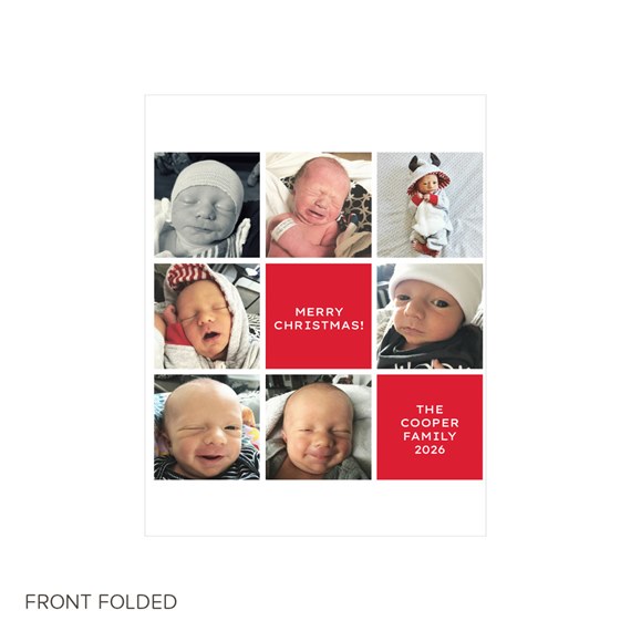 trifold Christmas card with photo placeholders and text