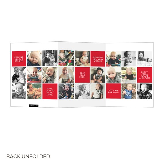 trifold card with photo placeholders and text elements