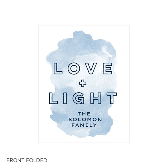 trifold card with watercolor design and text