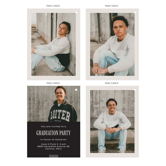 graduation announcement with photo placeholders and text area
