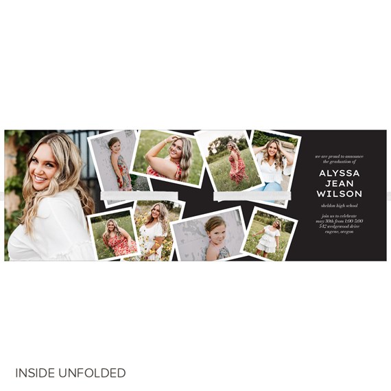 graduation invitation with photo placeholders and text