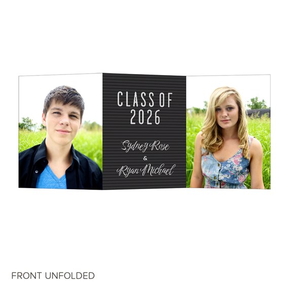 graduation invitation with photo placeholders and text