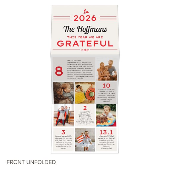 trifold Christmas card with photo area and milestones