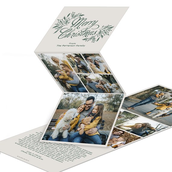 trifold christmas card with photo placeholders and text area