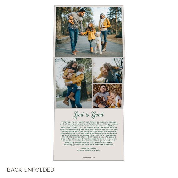 trifold christmas card with photo areas and text