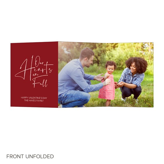 trifold card with photo area and text