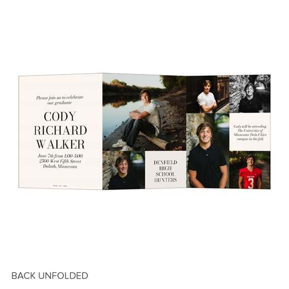 trifold graduation invitation with photo placeholders