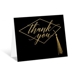 Gold Grad Hat - Graduation Thank You Card