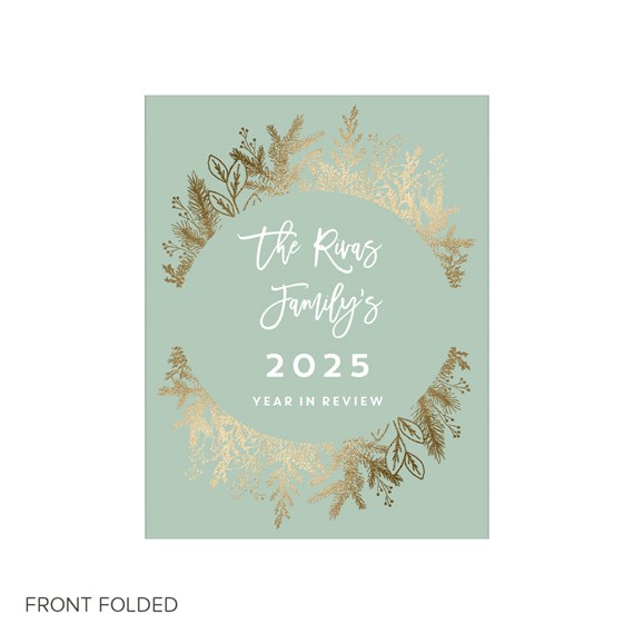 trifold card with foliage design and customizable text area