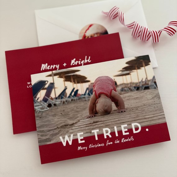 holiday card with photo area and text