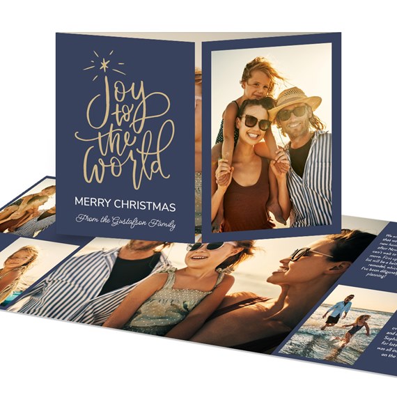 folded Christmas card with photo placeholders