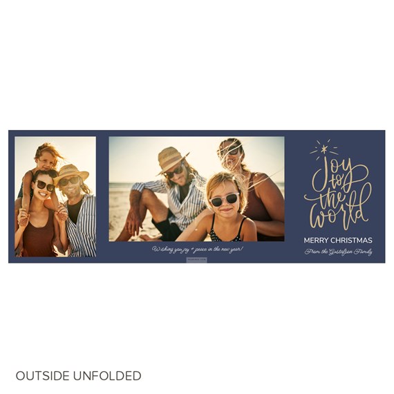 Christmas card with photo placeholders and gold text