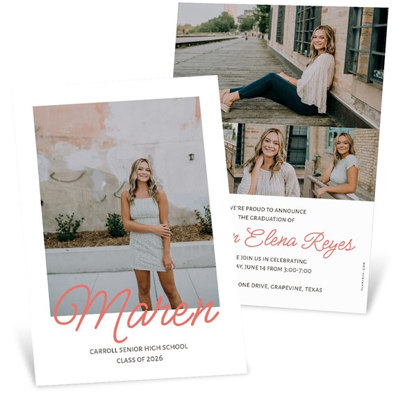 graduation party invitations with photo placeholders and customizable text area