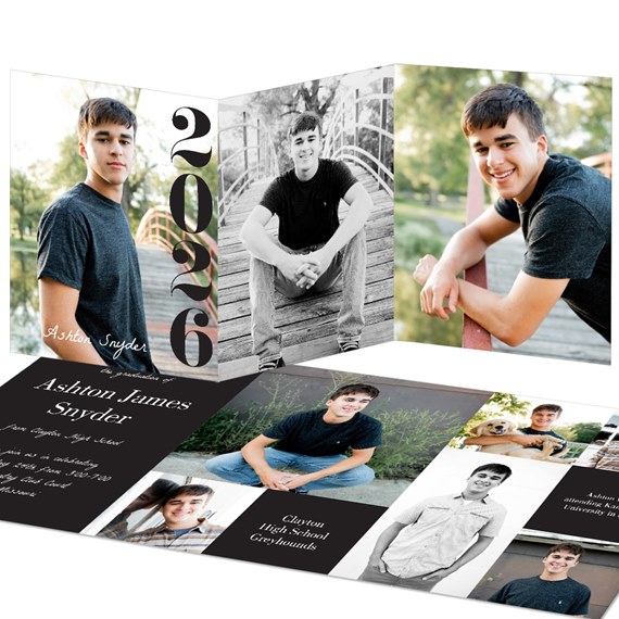 trifold graduation invitation with photos and text