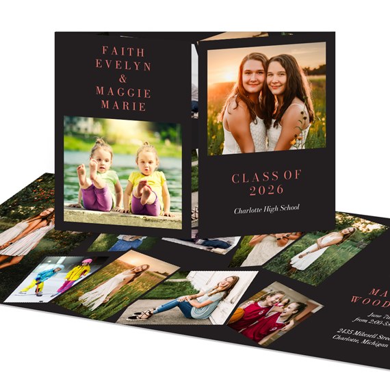 graduation invitation with photo placeholders and customizable text areas
