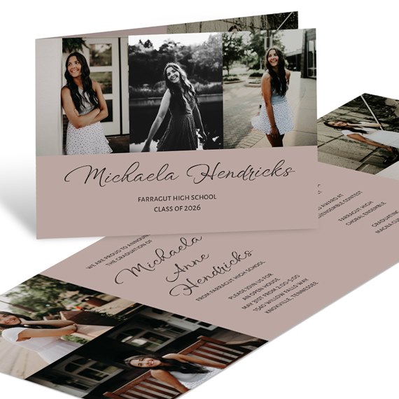 graduation invitation with photo placeholders and printed text