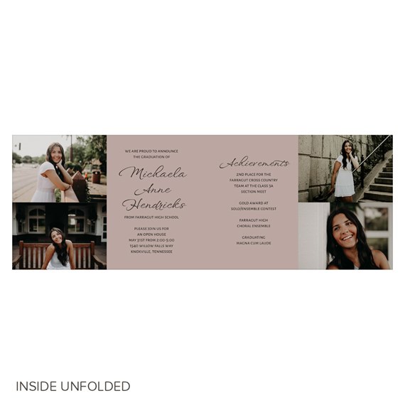 graduation invitation with photo placeholders and achievements list