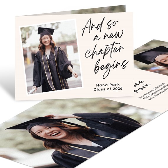 graduation announcement with photo area and text