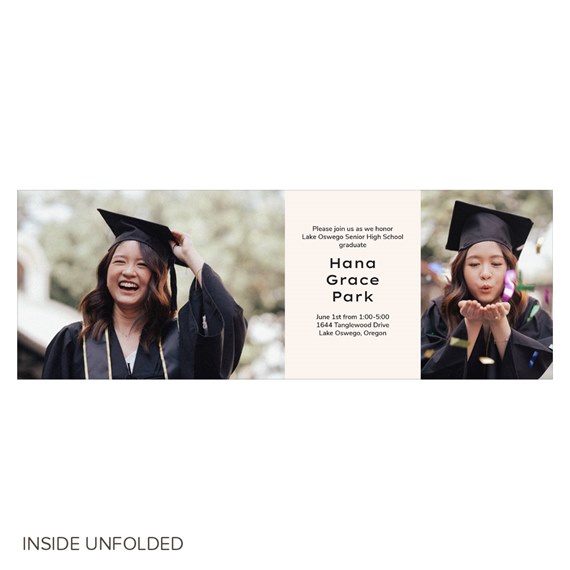 graduation announcement with photo placeholders and text area