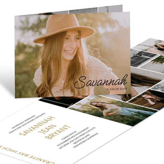 graduation invitation with photo placeholders, customizable text area