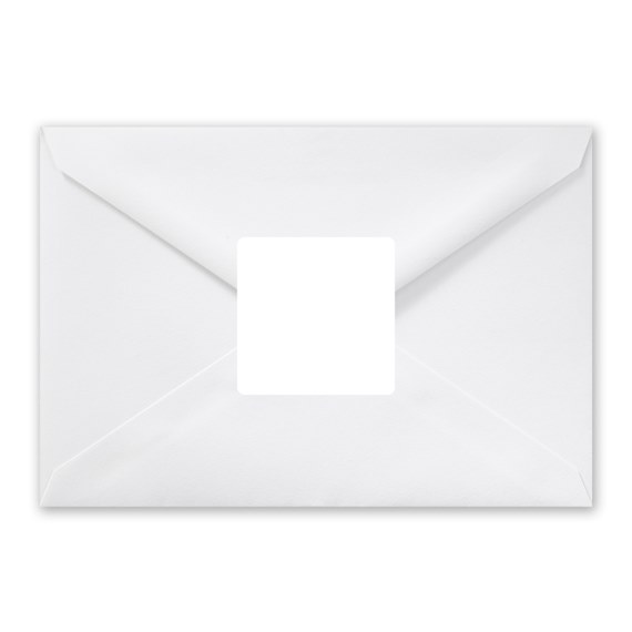 white envelope with square photo placeholder
