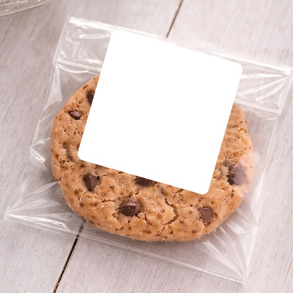 clear bag with cookie and photo placeholder label